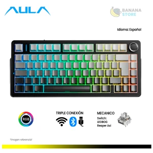 TECLADO MECANICO AULA F75 RGB INALAMBRICO TRIMODO ESPAÑOL BLACK DEGRADED - REAPER SWITCH