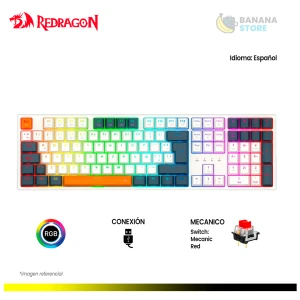 TECLADO MECANICO REDRAGON TRUNDLE K668WBO-RGB ESPAÑOL - SWITCH ROJO