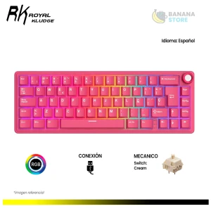 TECLADO MECANICO ROYAL KLUDGE RK R65 CABLEADO BERRY RED - CREAM SWITCH