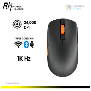 MOUSE ROYAL KLUDGE M30 BLACK ORANGE INALAMBRICO TRIMODO 1KHZ 24K DPI