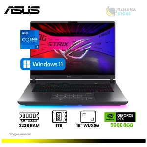 LAPTOP ASUS ROG STRIX G16 G615JMR-AS74 GAMING CORE™ I7-14650HX 1TB SSD 16GB 16" (1920X1200) 165HZ WIN11 NVIDIA® RTX 5060 8192MB ECLIPSE GRAY