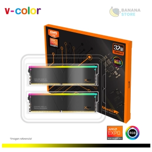 MEMORIA RAM V-COLOR MANTA XSKY 2X16GB DDR5 RGB BLACK AMD EXPO 6000MHZ CL30