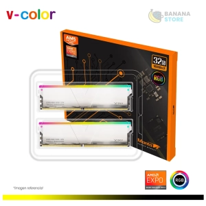 MEMORIA RAM V-COLOR MANTA XSKY DDR5 2X16GB 6000MHZ CL30 WHITE RGB AMD EXP