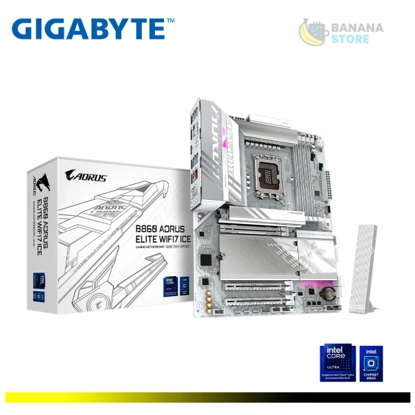 PLACA MADRE GIGABYTE B860 AORUS ELITE WIFI7 ICE, DDR5, LGA 1851