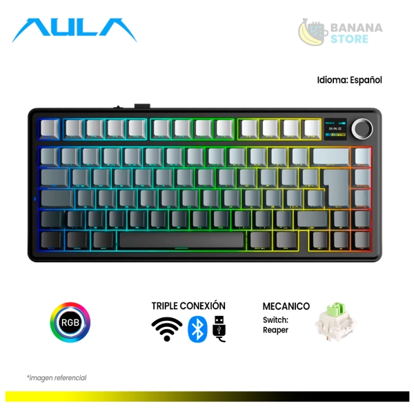 TECLADO MECANICO AULA F75MAX INALAMBRICO TRIMODO ESPAÑOL BLACK DEGRADED - REAPER SWITCH