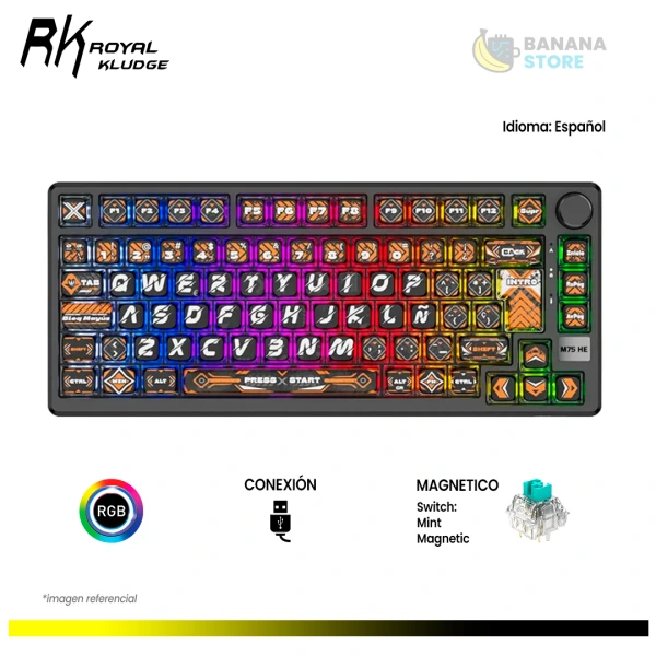 TECLADO MAGNETICO ROYAL KLUDGE RK-M75 HE CABLEADO ESPAÑOL HEPHAESTUS - MINT MAGNETIC SWITCH