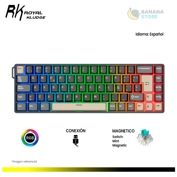 TECLADO MAGNETICO ROYAL KLUDGE RK68 HE CABLEADO ESPAÑOL