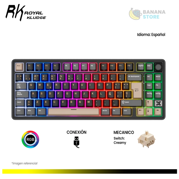 TECLADO MECANICO ROYAL KLUDGE RK X87 CABLEADO PHANTOM - CREAMY SWITCH