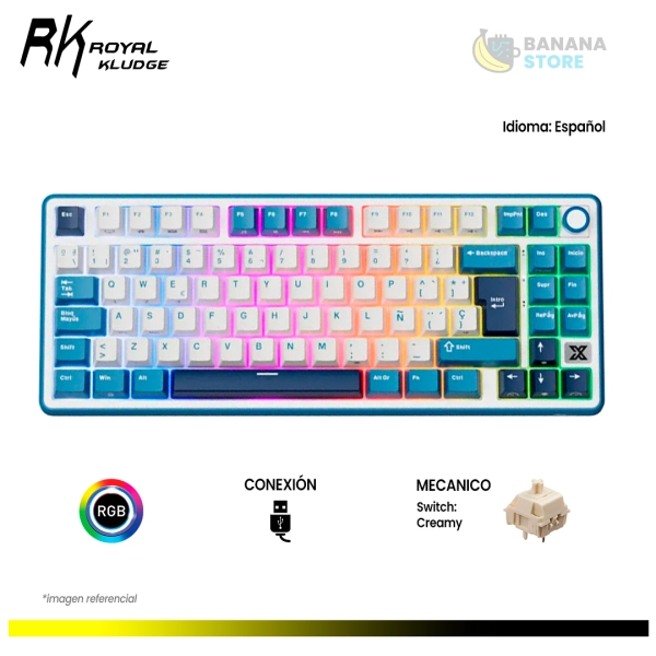 TECLADO MECANICO ROYAL KLUDGE RK X87 CABLEADO BLUE - CREAMY SWITCH