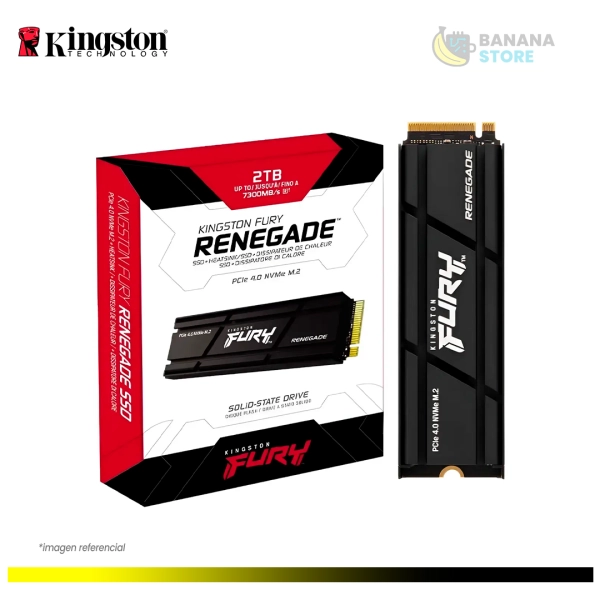 UNIDAD ESTADO SOLIDO KINGSTON 2TB 2000GB NVME M.2 RENEGADE 7200 MB/S PCI 4.0 C/DISIPADOR