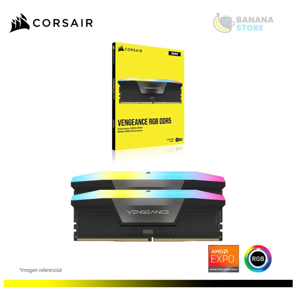 MEMORIA RAM CORSAIR VENGEANCE DDR5 32GB 2X16 6000MHZ RGB CL36 AMD EXPO