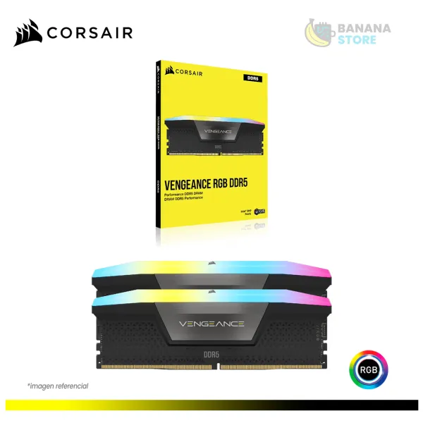 MEMORIA RAM CORSAIR VENGEANCE RGB DDR5 64GB 2X32 5600MHZ CL40 INTEL/AMD
