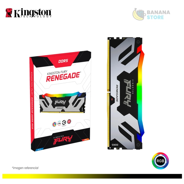 MEMORIA RAM KINGSTON RENEGADE 16GB DDR5 6400MHZ RGB CL38 AM/INTEL BLACK