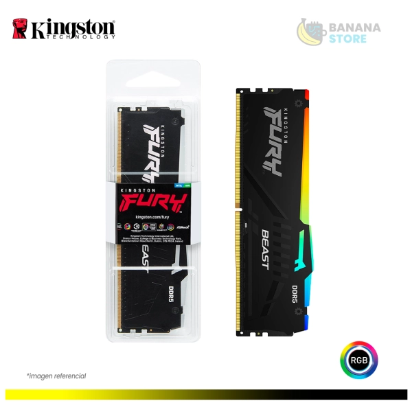 MEMORIA RAM KINGSTON FURY BEAST 16GB DDR5 6000MHZ RGB CL38 AMD/INTEL