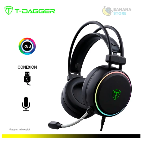 AURICULARES T-DAGGER SONA T-RGH304 BLACK RGB 7.1