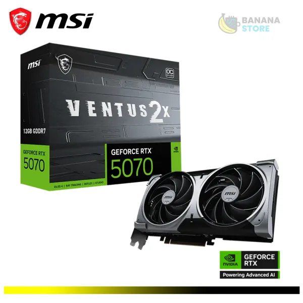 TARJETA DE VIDEO NVIDIA GEFORCE RTX 5070 MSI VENTUS 2X OC 12GB BLACK GDDR7