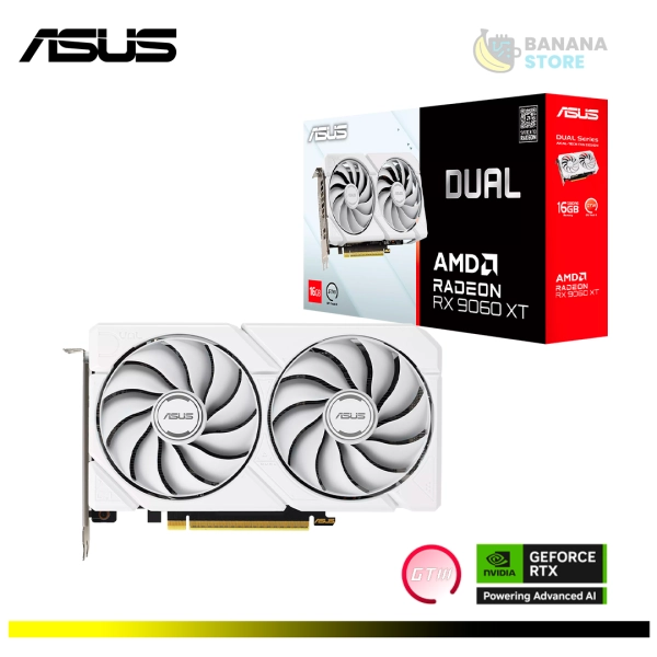 TARJETA DE VIDEO AMD RADEON RX 9060XT ASUS DUAL WHITE 16GB OC EDITION GDDR6