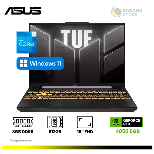 LAPTOP ASUS TUF F16 FX607VU-ES51 GAMING INTEL CORE 5 210H 512GB 8GB 16 FHD 144HZ NVIDIA RTX 4050 WIN11