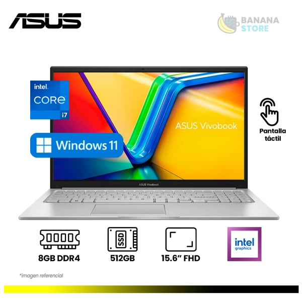 LAPTOP ASUS VIVOBOOK F1504VAP-NB71T INTEL CORE 7 150U, 512GB 8GB DDR4, 15.6 FHD TOUCHSCREEN WIN 11