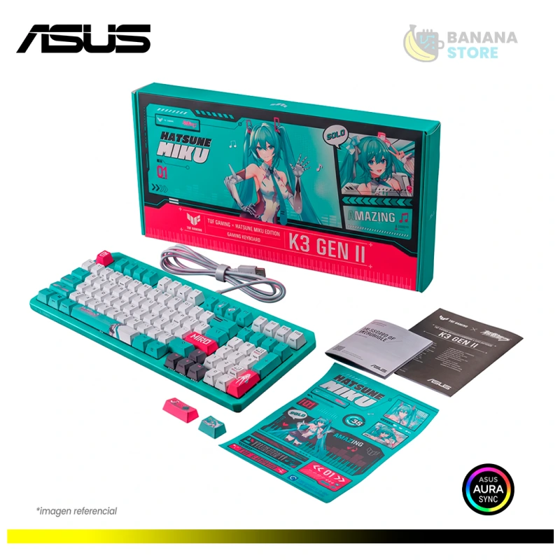 TECLADO ASUS TUF GAMING K3 GEN II HATSUNE EDICION MIKU OPTICO-MECANICO AOURA SYNC