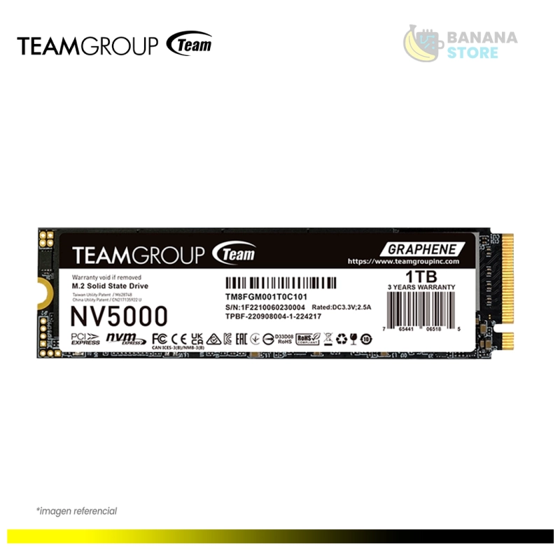 UNIDAD ESTADO SOLIDO TEAM GROUP 1TB 1000GB M.2 NV500 4500 MB/S PCI 4.0