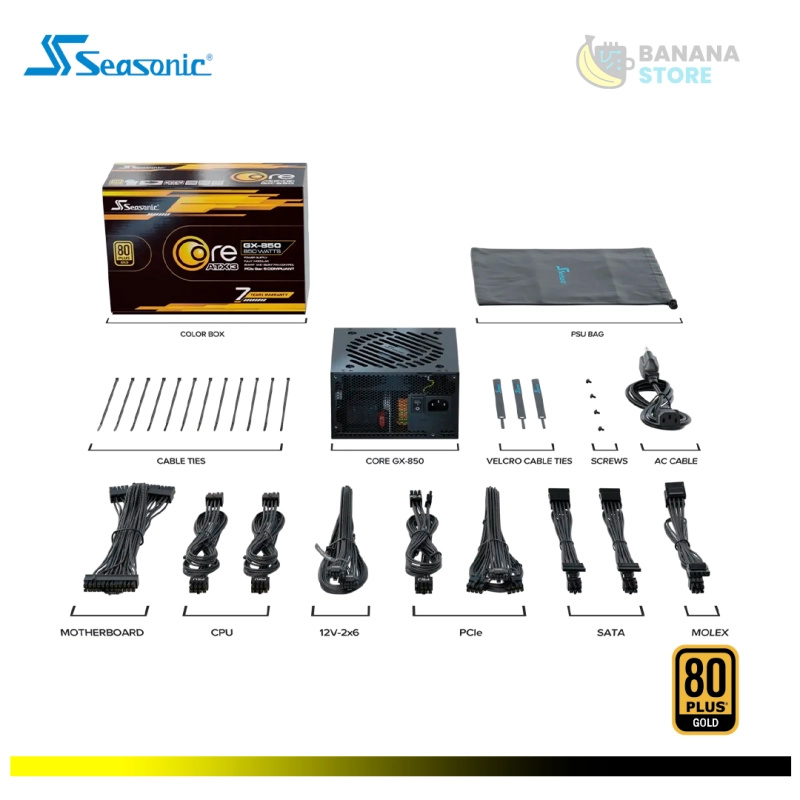 FUENTE DE PODER 850W SEASONIC CORE GX-850W V2 CYBENETICS PLATINIUM ATX 3.1 PCLE 5.0 FULL MODULAR