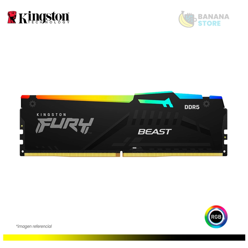 MEMORIA RAM KINGSTON FURY BEAST 16GB DDR5 6000MHZ RGB CL38 AMD/INTEL