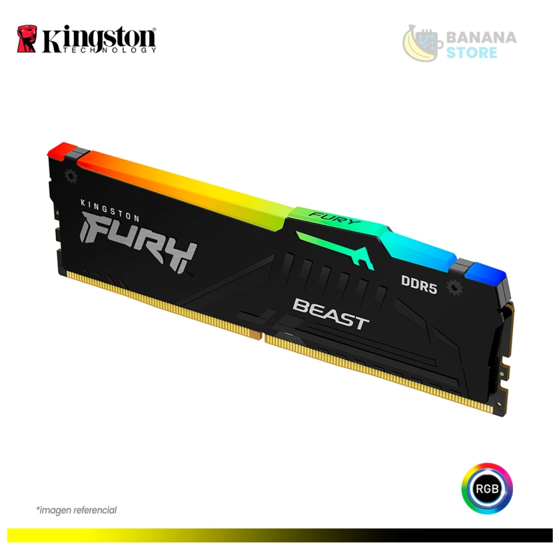 MEMORIA RAM KINGSTON FURY BEAST 16GB DDR5 6000MHZ RGB CL38 AMD/INTEL