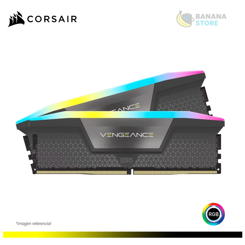 MEMORIA RAM CORSAIR VENGEANCE RGB DDR5 64GB 2X32 6000MHZ CL40 INTEL/AMD