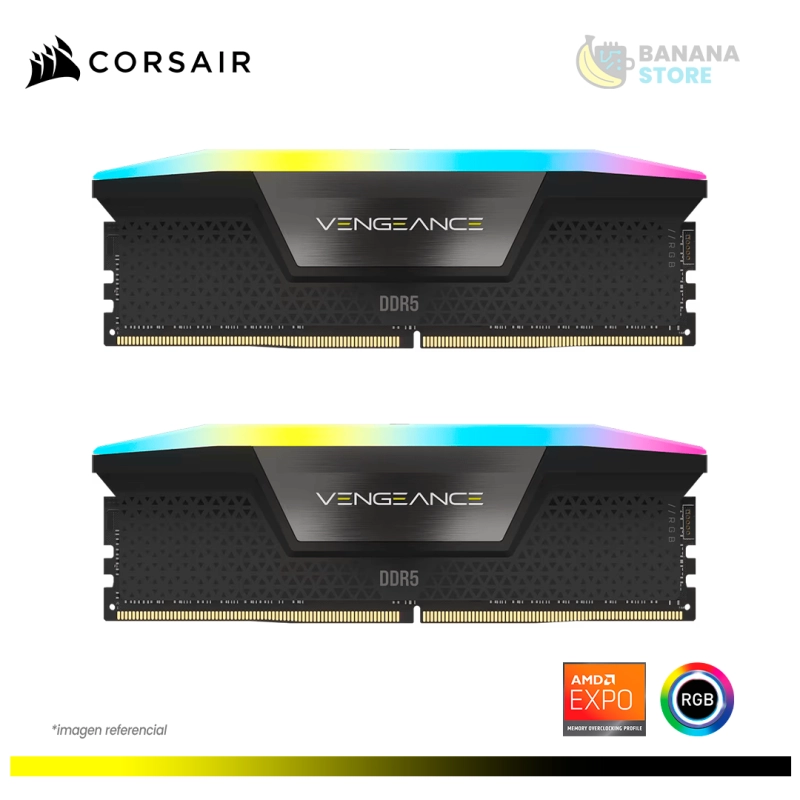 MEMORIA RAM CORSAIR VENGEANCE DDR5 32GB 2X16 6000MHZ RGB CL36 AMD EXPO
