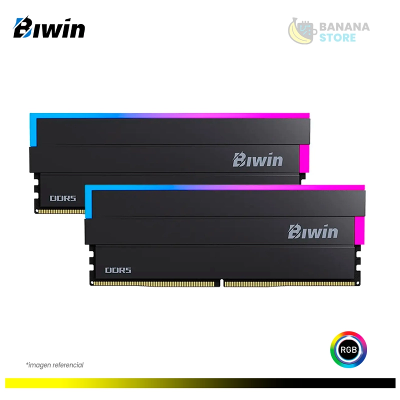 MEMORIA RAM 32GB 2X16 BIWIN DW100 DDR5 6000MHZ CL36 RGB BLACK AMD/INTEL