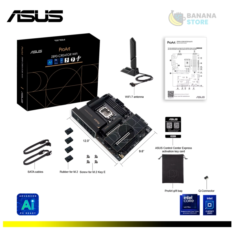 PLACA MADRE ASUS PROART Z890-CREATOR WIFI LGA 1851 INTEL Z890 DDR5 WIFI BLUETOOTH USB 20GB ATX