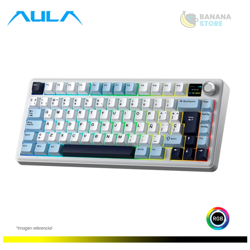 TECLADO MECANICO AULA F75MAX INALAMBRICO TRIMODO ESPAÑOL BLUE/WHITE/DARK PURPLE - REAPER SWITCH