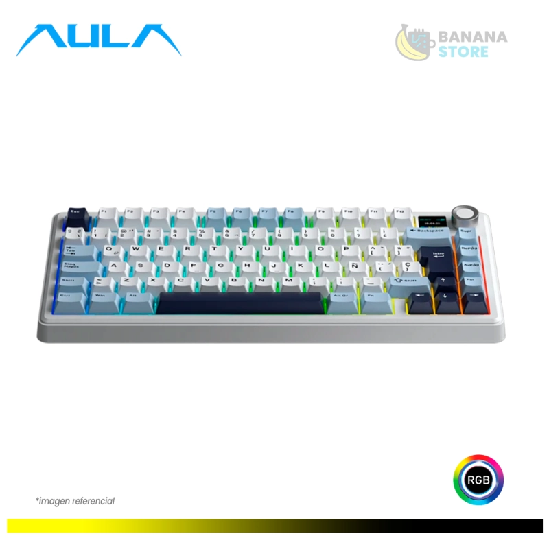 TECLADO MECANICO AULA F75MAX INALAMBRICO TRIMODO ESPAÑOL BLUE/WHITE/DARK PURPLE - REAPER SWITCH