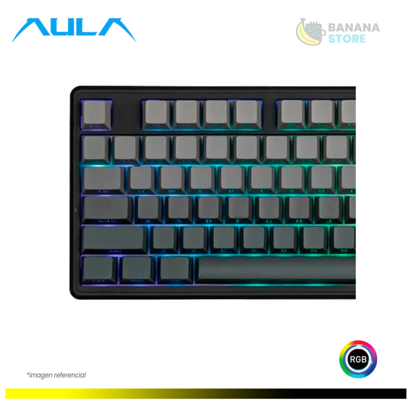 TECLADO MECANICO AULA F87 PRO V2 INALAMBRICO TRIMODO INGLES BLACK DEGRADED - GRAY WOOD SWITCH