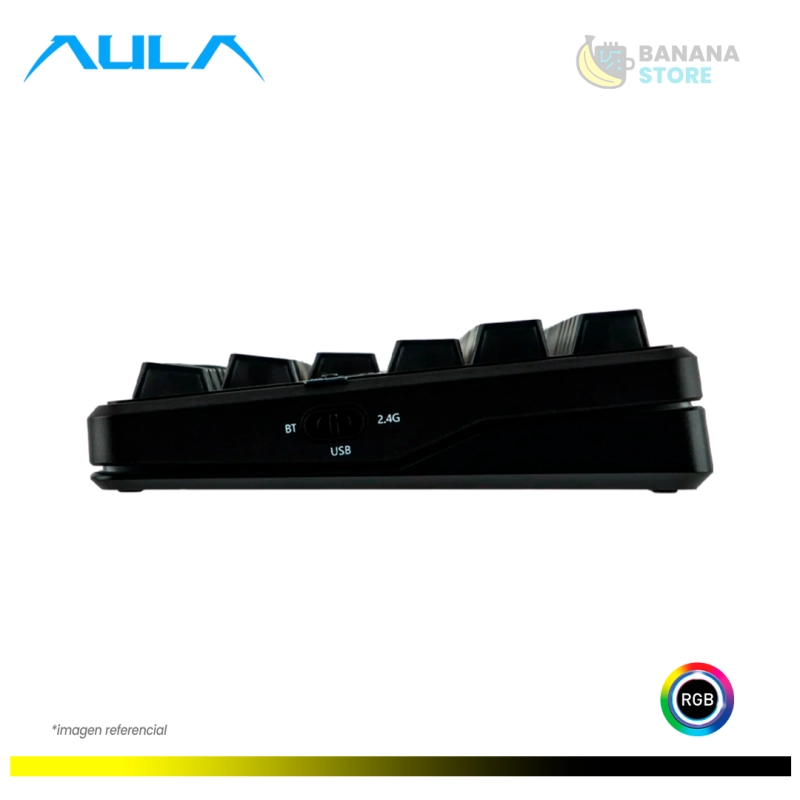 TECLADO MECANICO AULA F87 PRO V2 INALAMBRICO TRIMODO INGLES BLACK FROSTED TRANSPARENT - X3 SWITCH