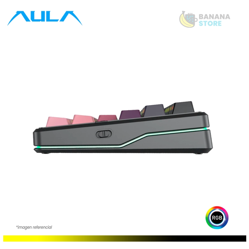 TECLADO MECANICO AULA F87 PRO V2 INALAMBRICO TRIMODO INGLES GRADIENT BLACK/PINK - X3 SWITCH