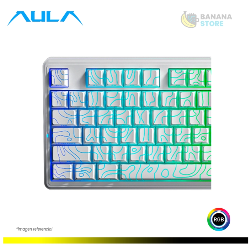 TECLADO MECANICO AULA F87 PRO V2 INALAMBRICO TRIMODO INGLES WHITE CONTOUR - STAR VECTOR SWITCH