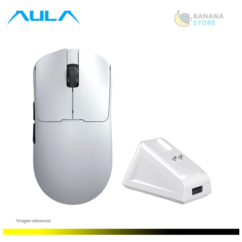 MOUSE INALAMBRICO AULA SC380 PRO TRIMODO  WHITE 1KHZ 12K DPI