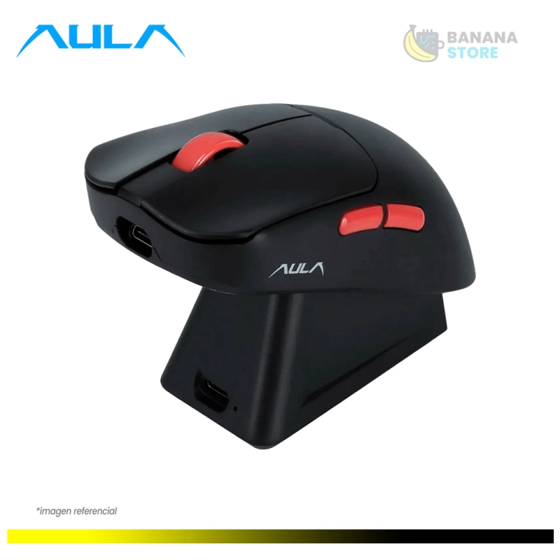 MOUSE INALAMBRICO AULA SC380 PRO TRIMODO  BLACK 1KHZ 12K DPI