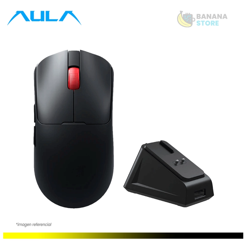 MOUSE INALAMBRICO AULA SC380 PRO TRIMODO  BLACK 1KHZ 12K DPI