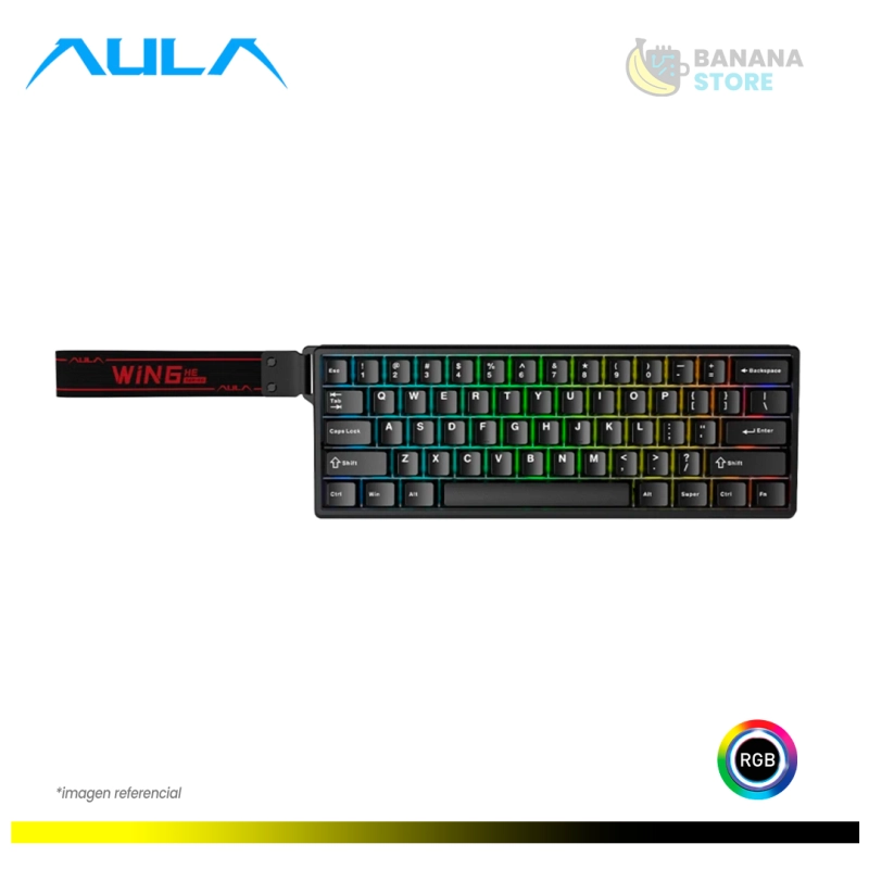 TECLADO AULA WIN60HE CABLEADO BLACK - GRAY WOOD MAGNETIC SWITCH