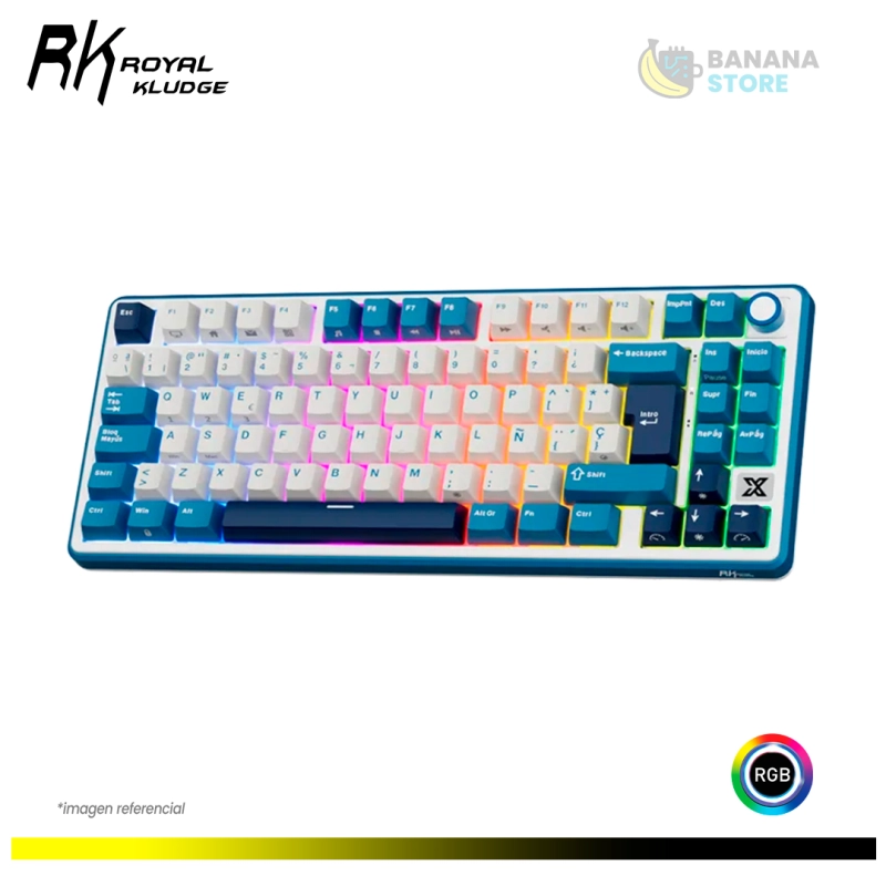 TECLADO MECANICO ROYAL KLUDGE RK X87 INALAMBRICO TRIMODO BLUE - CREAMY SWITCH