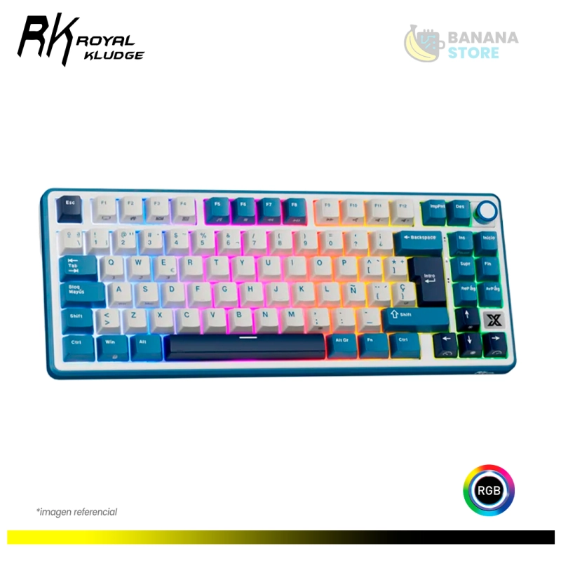 TECLADO MECANICO ROYAL KLUDGE RK X87 INALAMBRICO TRIMODO BLUE - CREAMY SWITCH