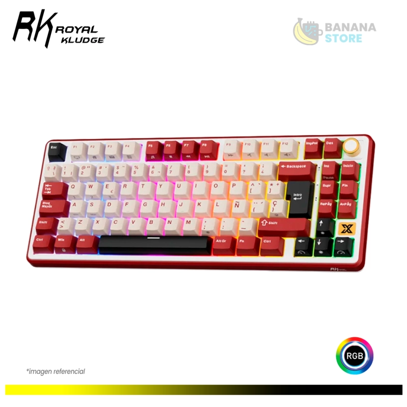 TECLADO MECANICO ROYAL KLUDGE RK X87 INALAMBRICO TRIMODO RED - CREAMY SWITCH