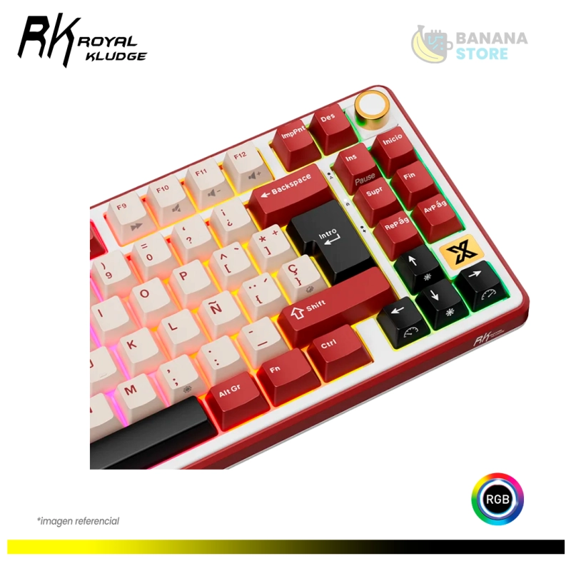 TECLADO MECANICO ROYAL KLUDGE RK X87 INALAMBRICO TRIMODO RED - CREAMY SWITCH